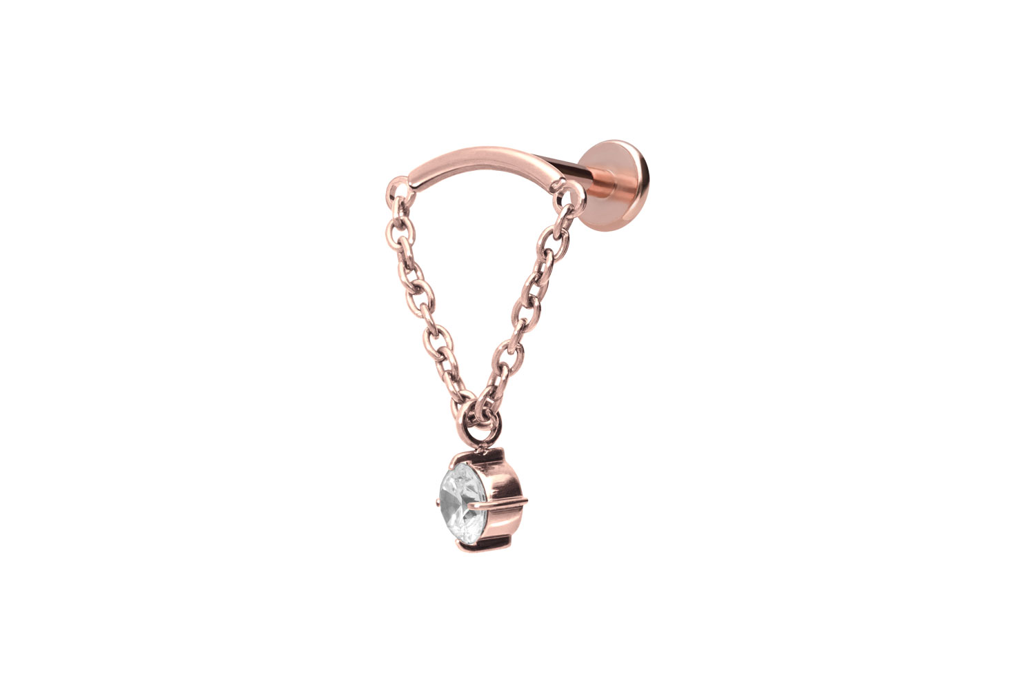 Titan Labret Piercing mit Innengewinde BOGEN+ KETTE + KRISTALL